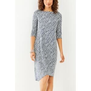 J.‎ Jill Wearever Petite Chevron 3/4 Sleeve Asymmetric Dress Size S NWT